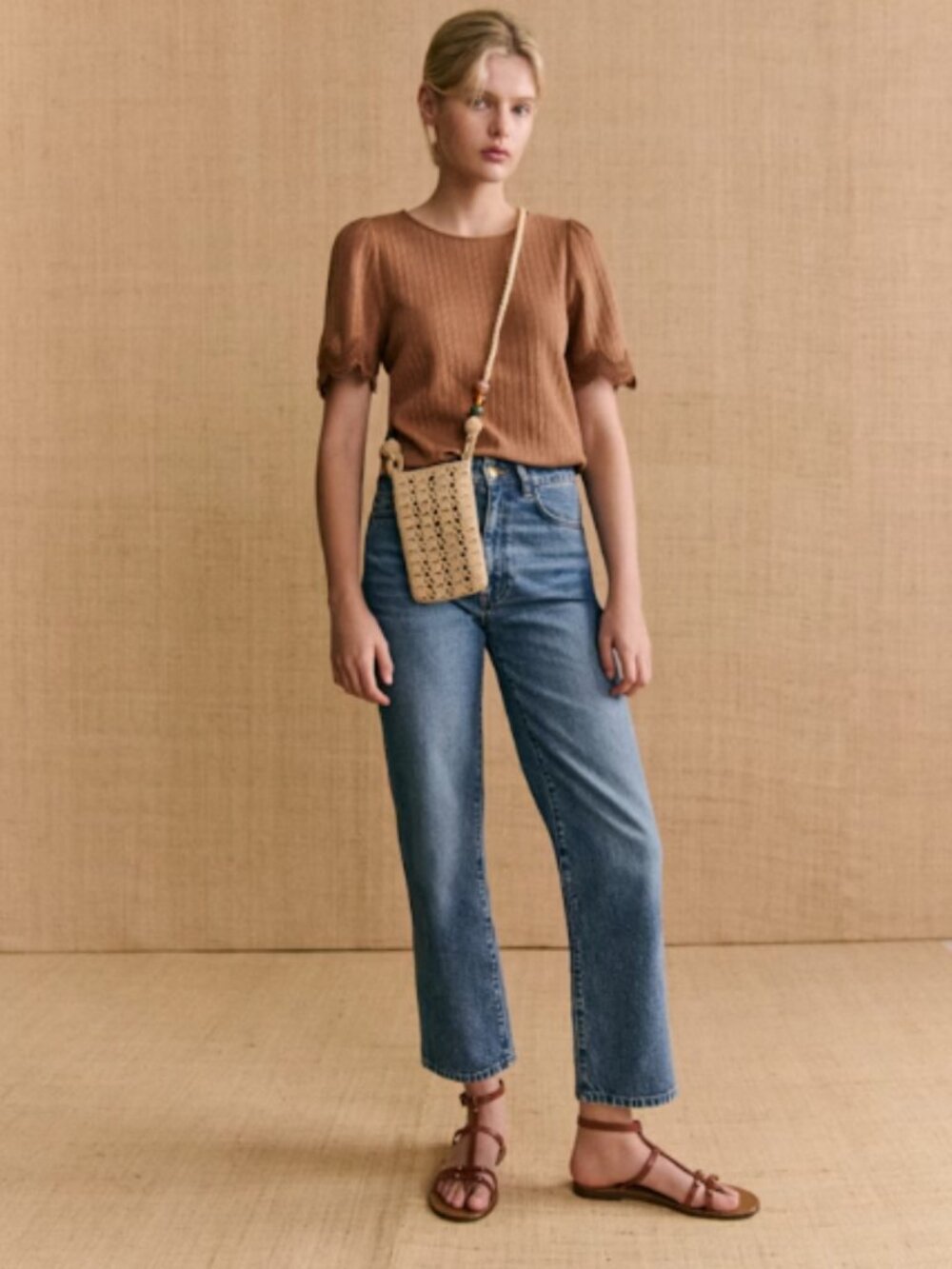 Sezane Cléa T-Shirt- Cafe-XS